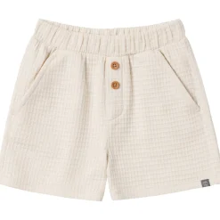 2-Piece Toddler Boys Beige Johnny Collar Shirt and Shorts Set