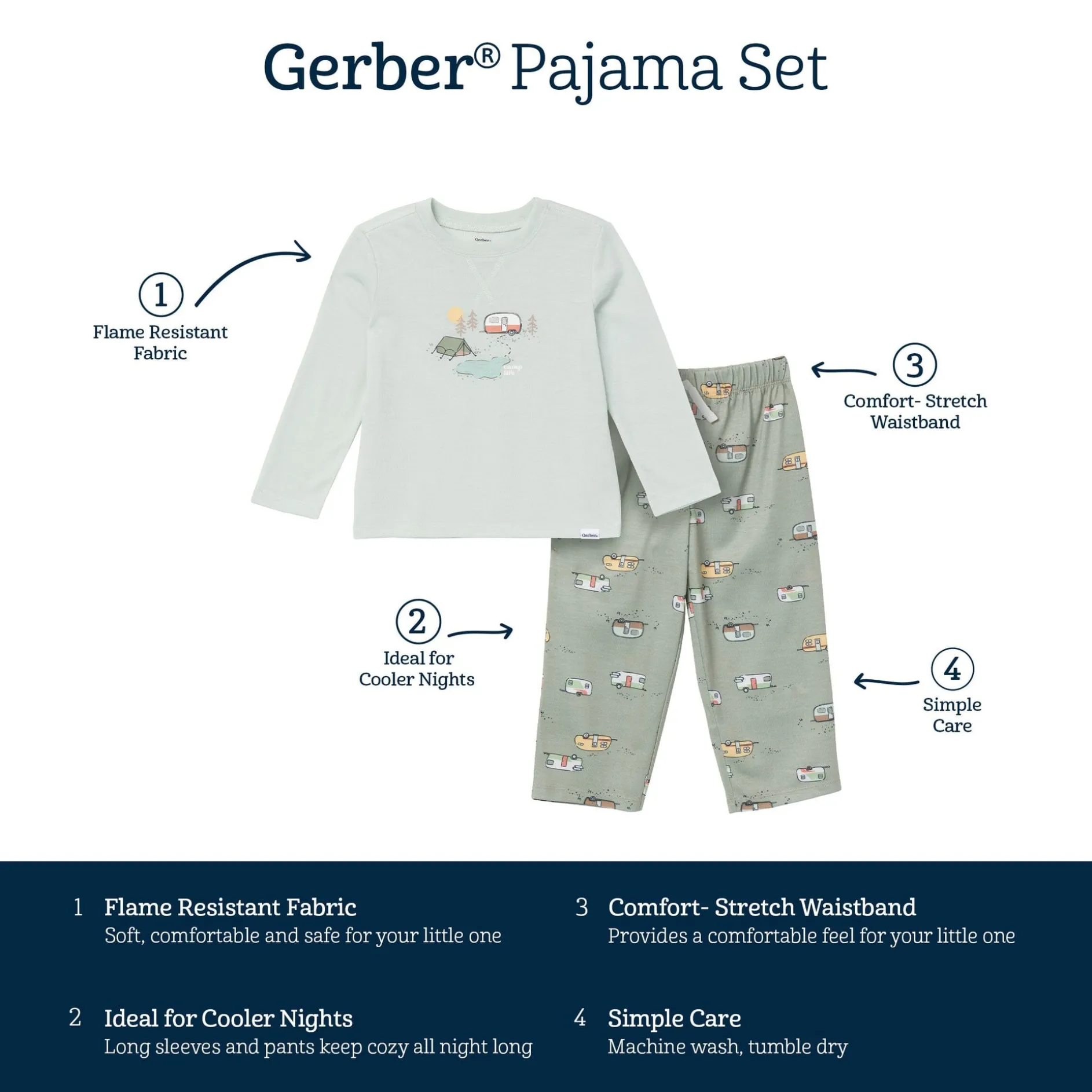 2-Piece Toddler Boys Camp Pajama Set