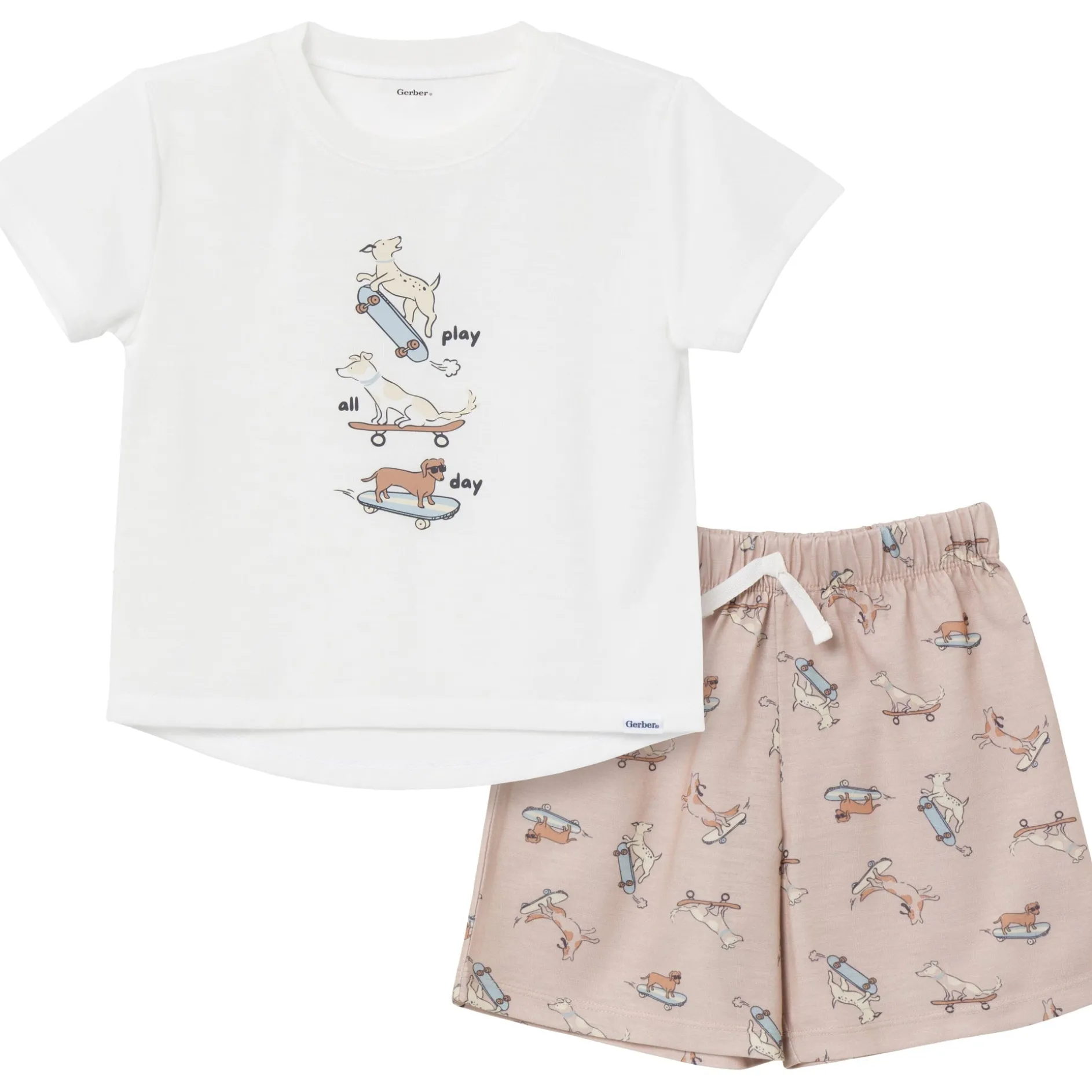 2-Piece Toddler Boys Dog Pajama Shorts Set