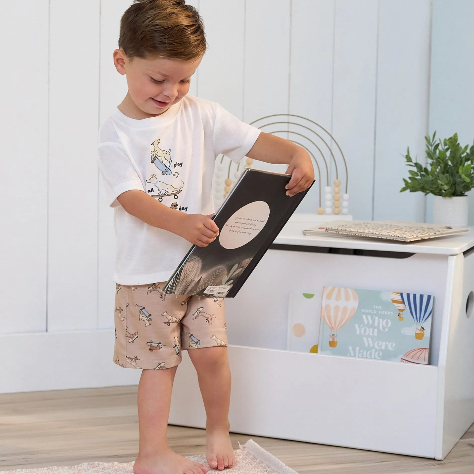 2-Piece Toddler Boys Dog Pajama Shorts Set
