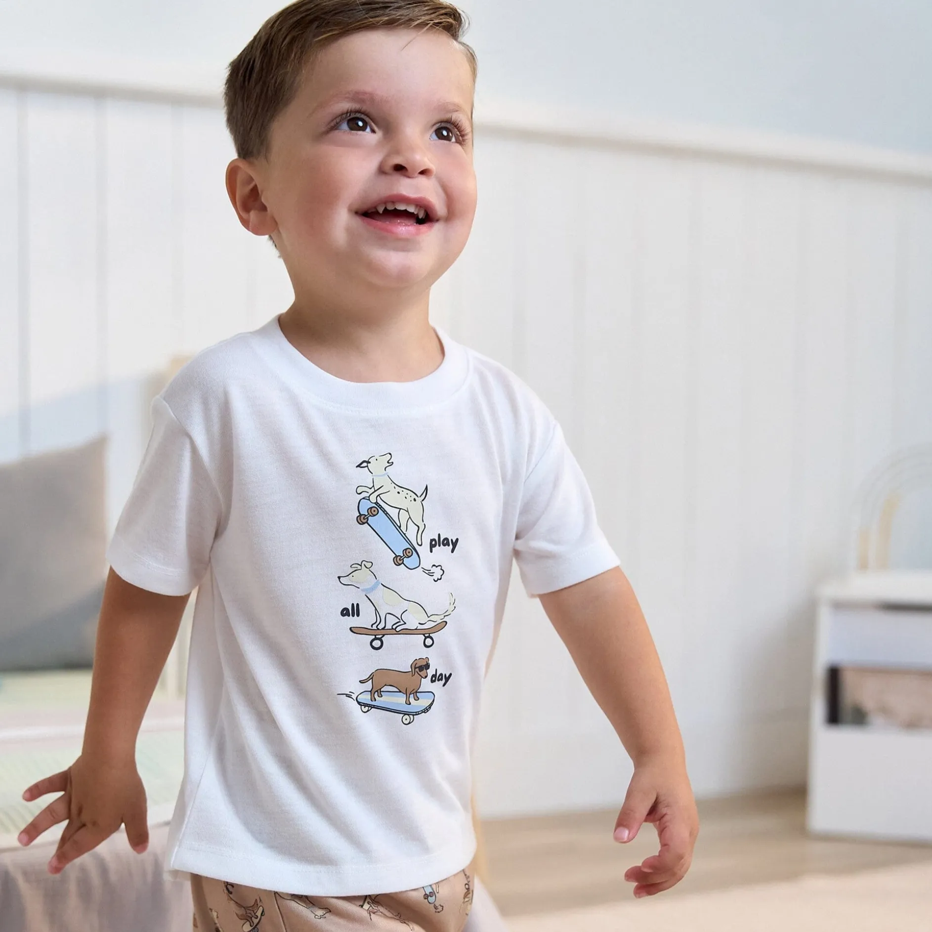 2-Piece Toddler Boys Dog Pajama Shorts Set