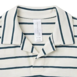 2-Piece Toddler Boys Ivory Stripe Johnny Collar Shirt and Shorts Set