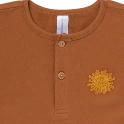 2-Piece Toddler Boys Medium Brown Henley Shirt and Shorts Set