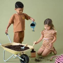 2-Piece Toddler Boys Medium Brown Henley Shirt and Shorts Set