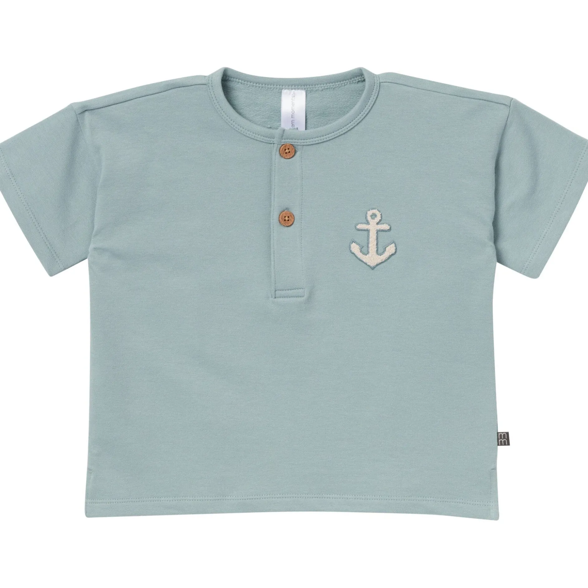 2-Piece Toddler Boys Medium Teal Henley Shirt and Shorts Set