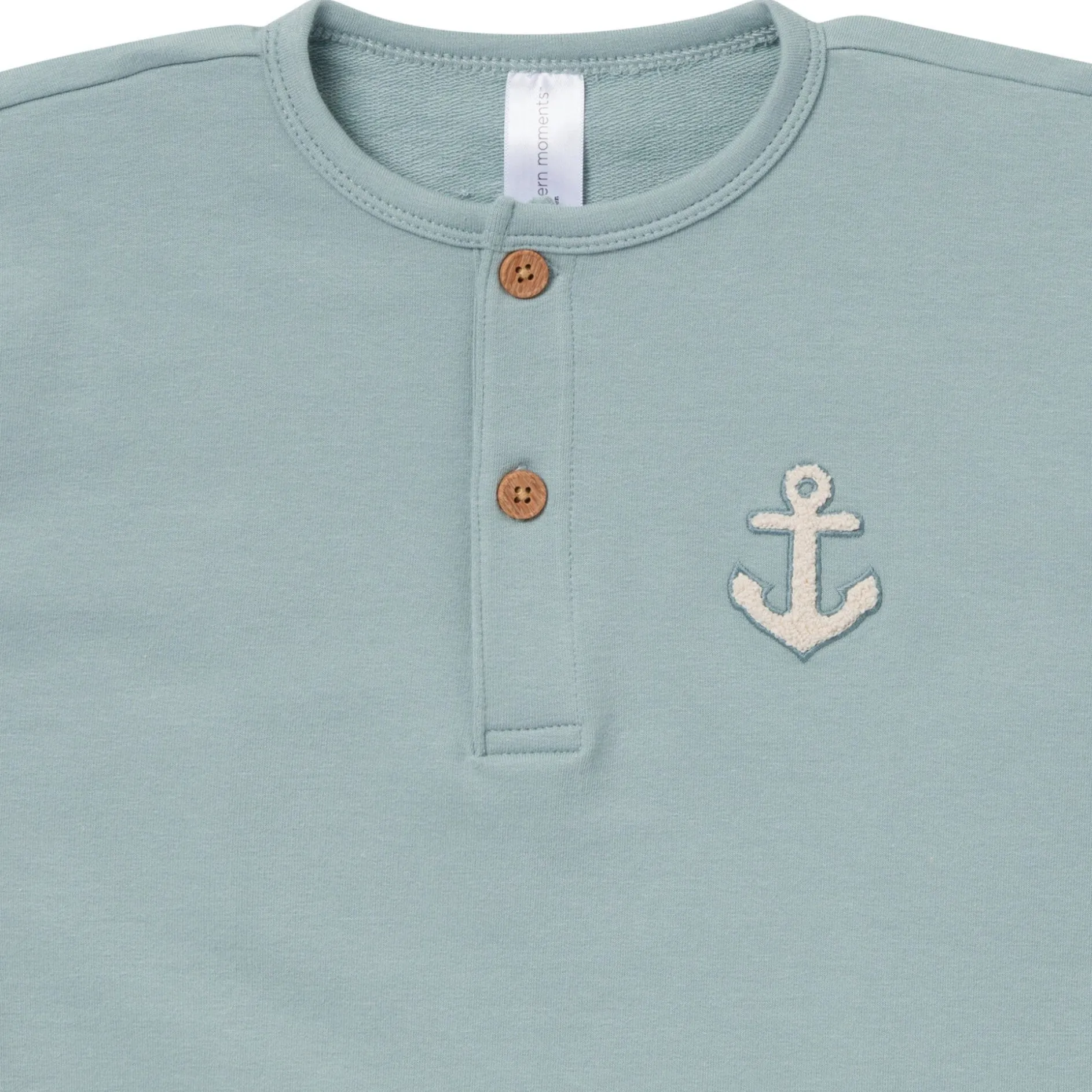 2-Piece Toddler Boys Medium Teal Henley Shirt and Shorts Set