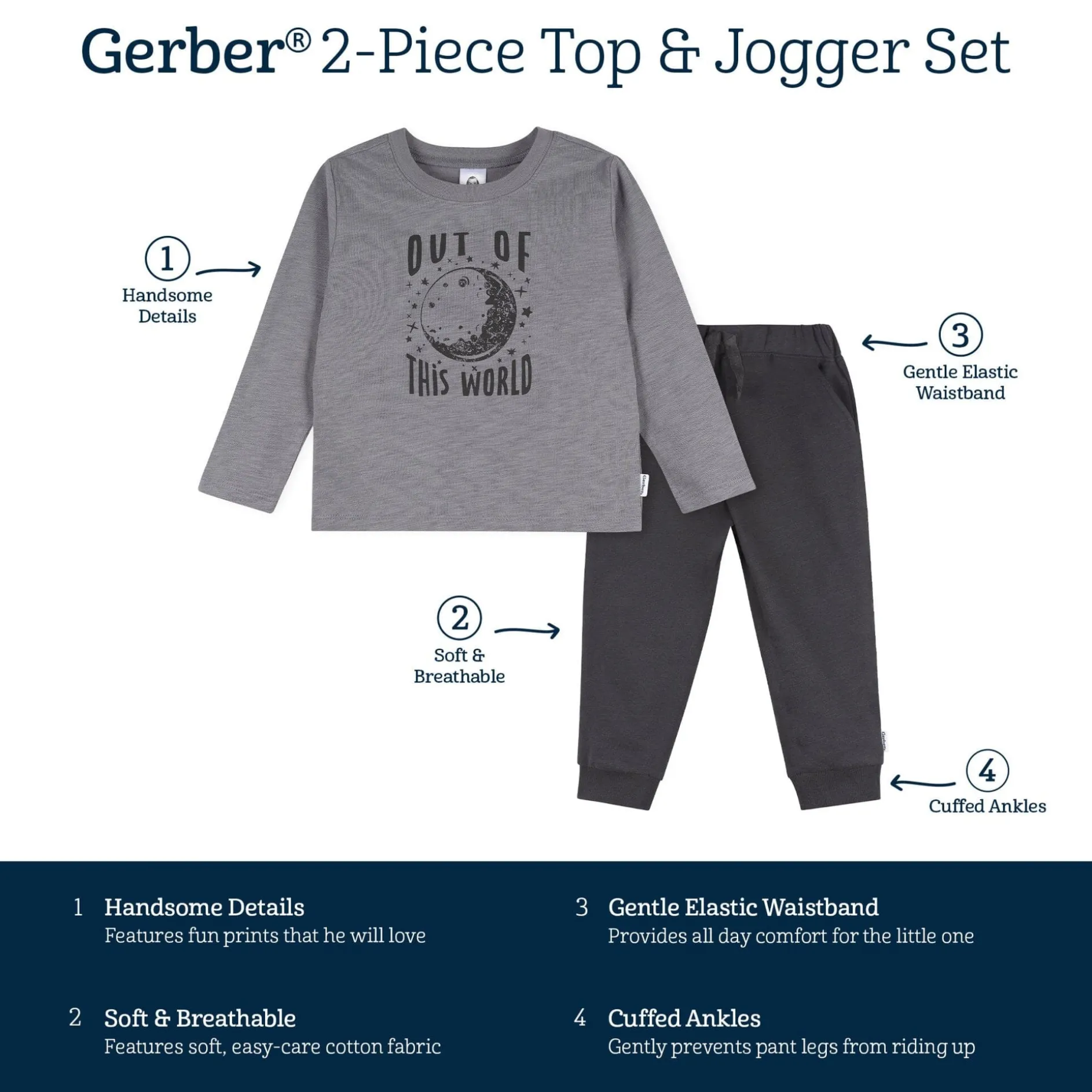 2-Piece Toddler Boys Space Adventure Top and Jogger Set