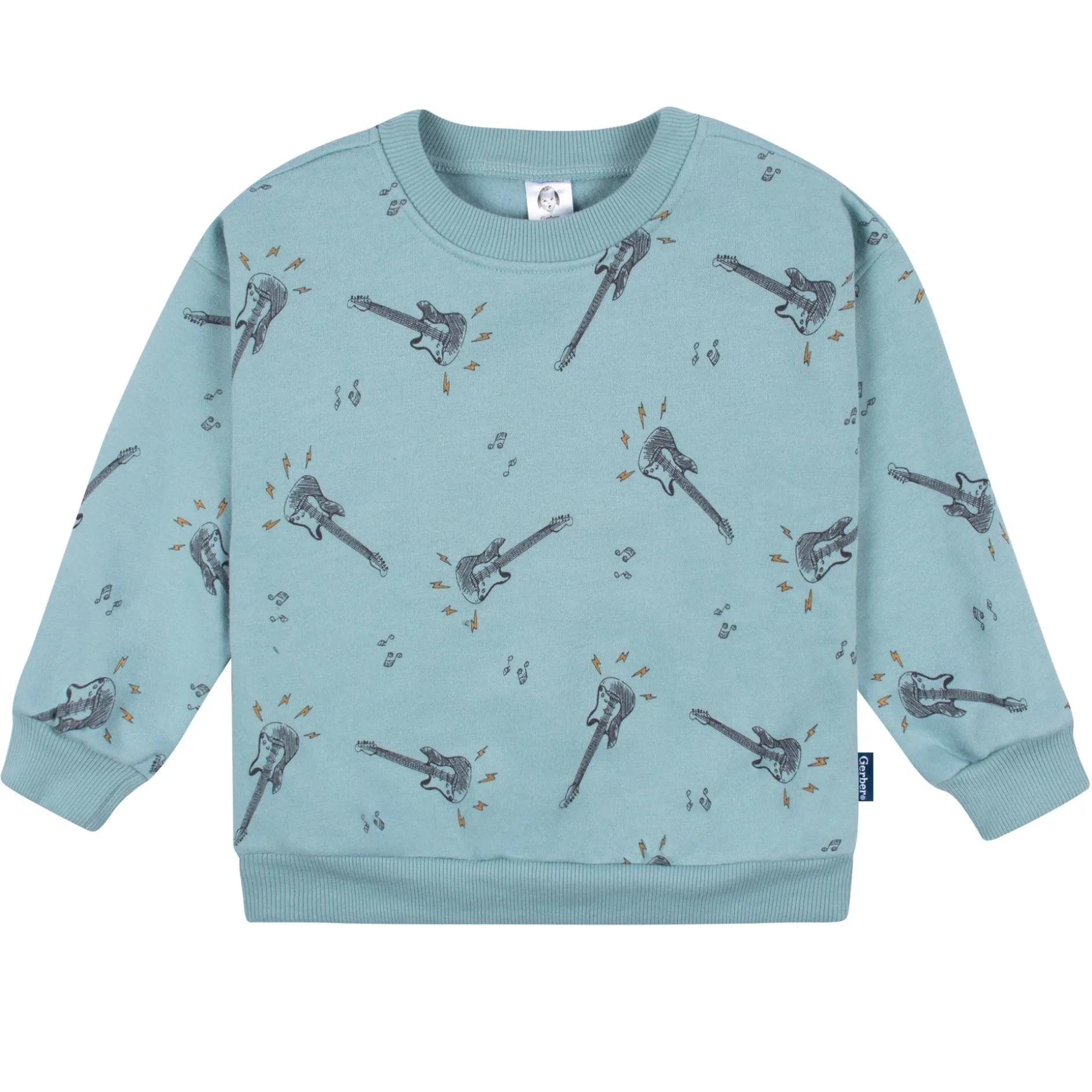 2-Piece Toddler Boys Teal Guitars Sweatshirt & Pant Set, 5T