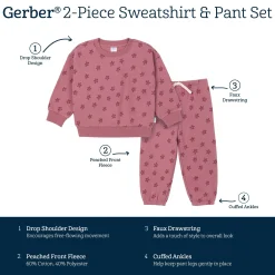 2-Piece Toddler Girls Daisies Sweatshirt & Pant Set