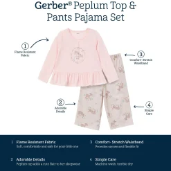 2-Piece Toddler Girls Deer Peplum Pajama Set