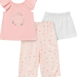 3-Piece Toddler Girls Gardening T-Shirt, Shorts & Pants Pajama Set