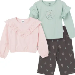 3-Piece Toddler Girls Pink/Brown Tops and Pants