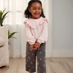 3-Piece Toddler Girls Pink/Brown Tops and Pants