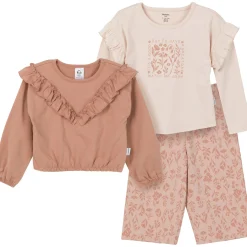 3-Piece Toddler Girls Tan Tops and Pants