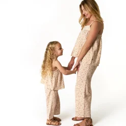 2-Piece Womens Beige Vine Floral Cropped Pants Set