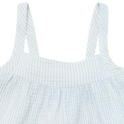 2-Piece Womens Light Blue Stripe Cropped Pants Set