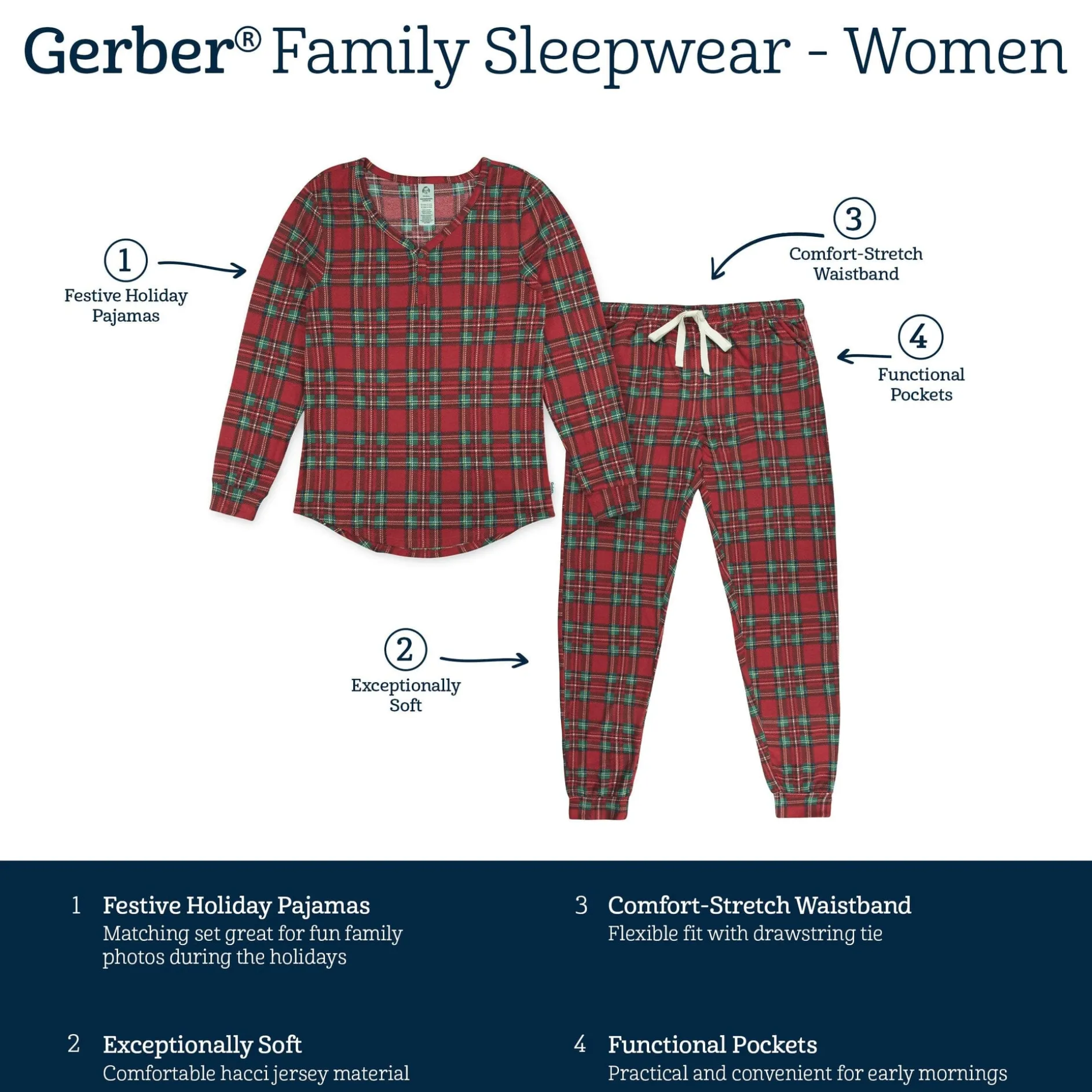 2-Piece Women's Stewart Plaid Hacci Pajama Set