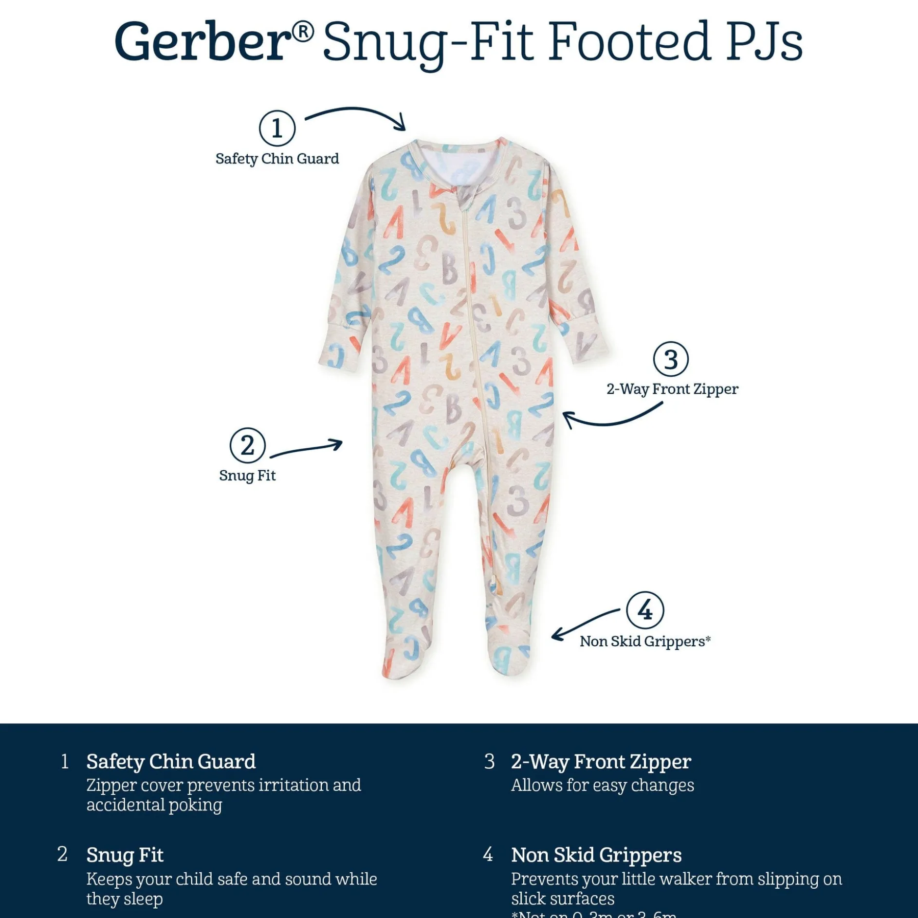 Toddler Alphabet Soup Buttery Soft Viscose Made from Eucalyptus Snug Fit Footed Pajamas
