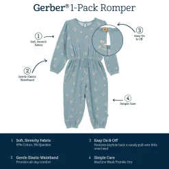 Toddler Girls Blue Floral Hacci Jumpsuit