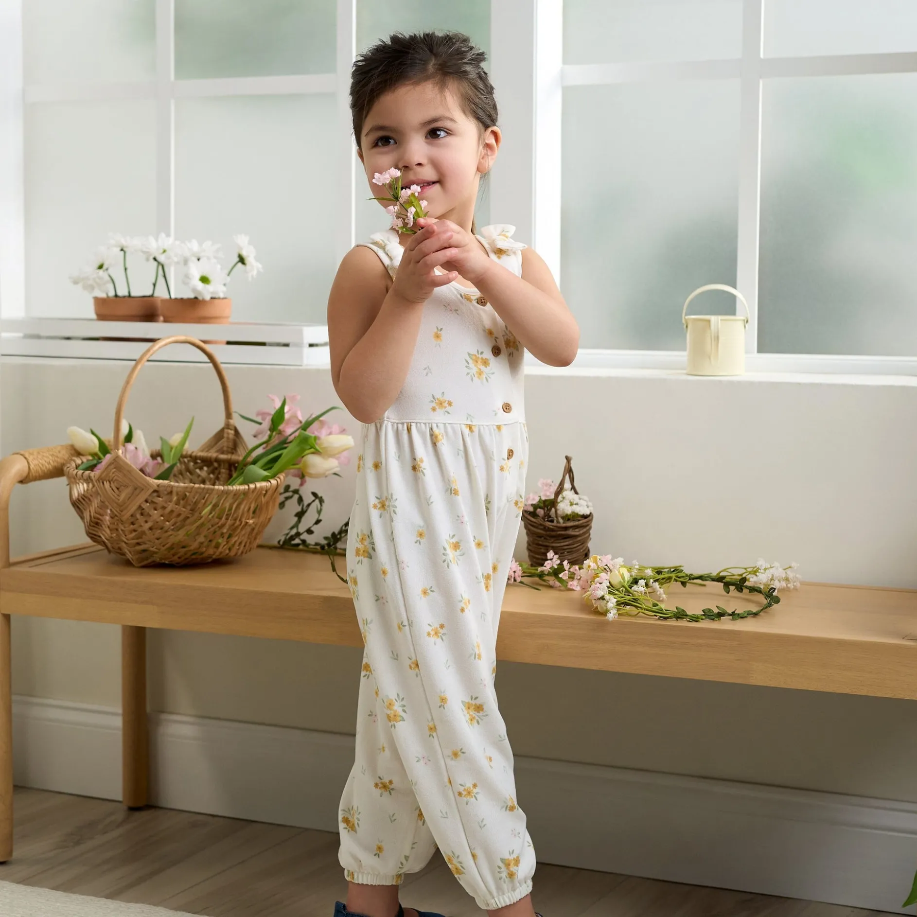 Toddler Girls Bouquets Hacci Romper