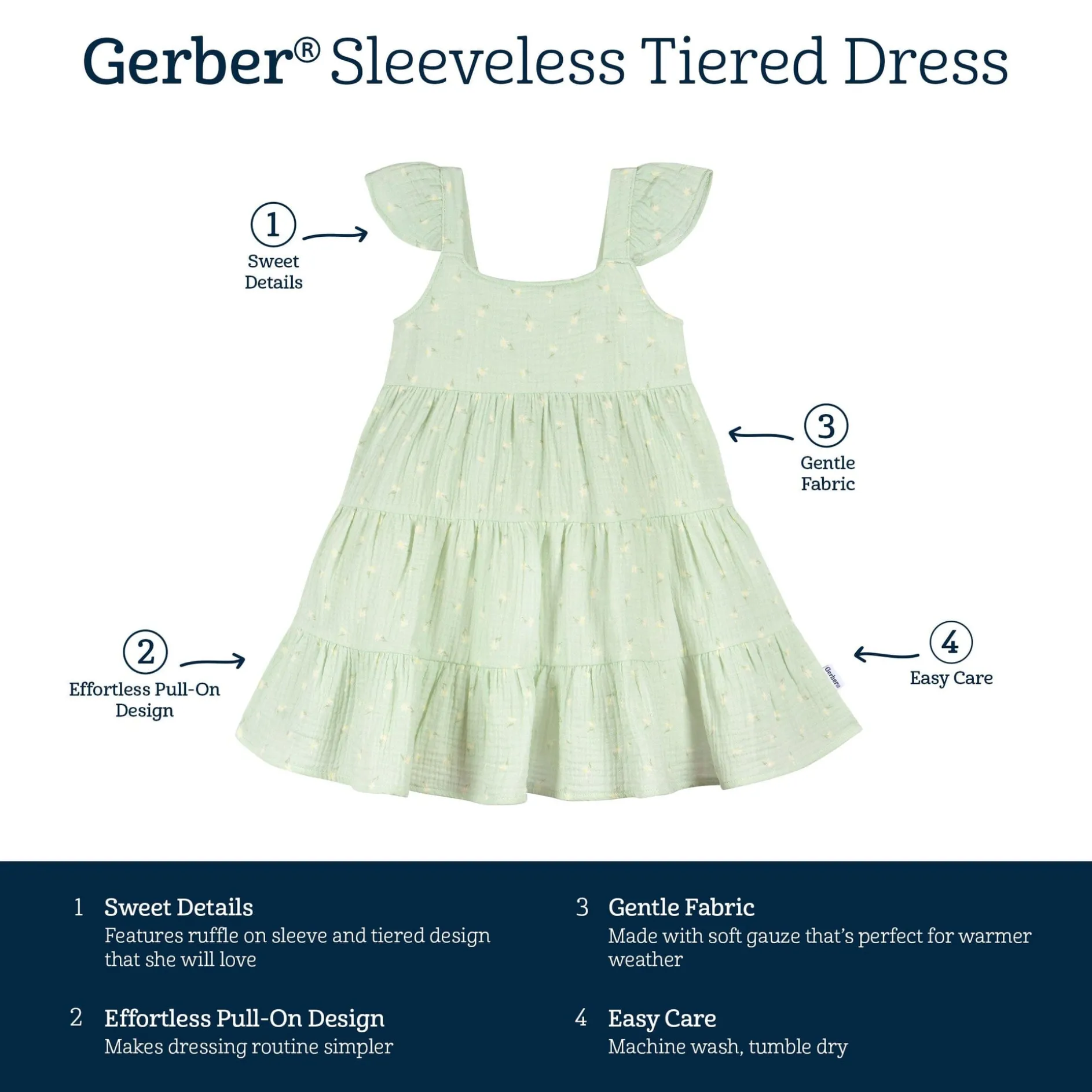 Toddler Girls Pick-A-Daisy Tiered Cotton Gauze Dress