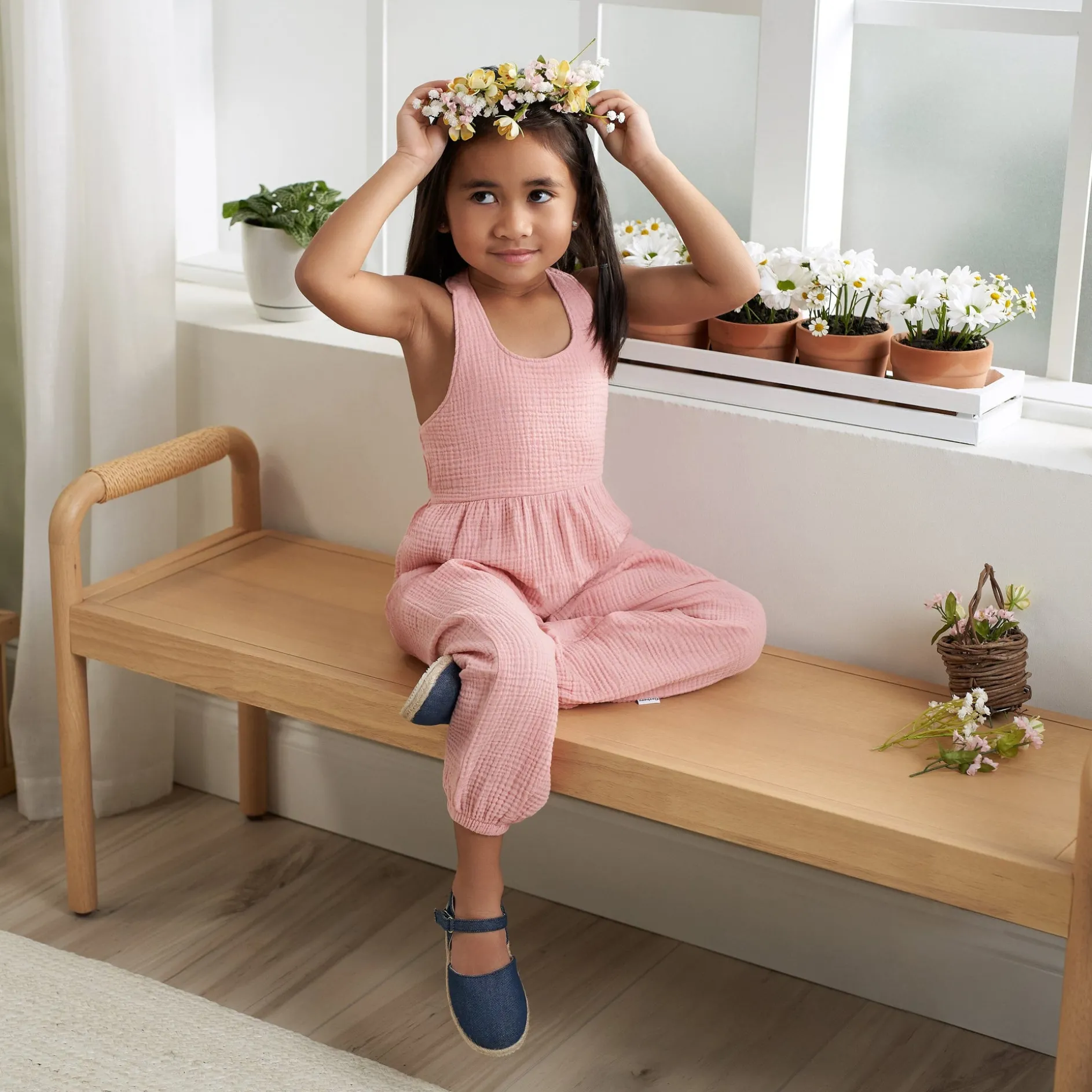 Toddler Girls Rose Pink Halter Romper