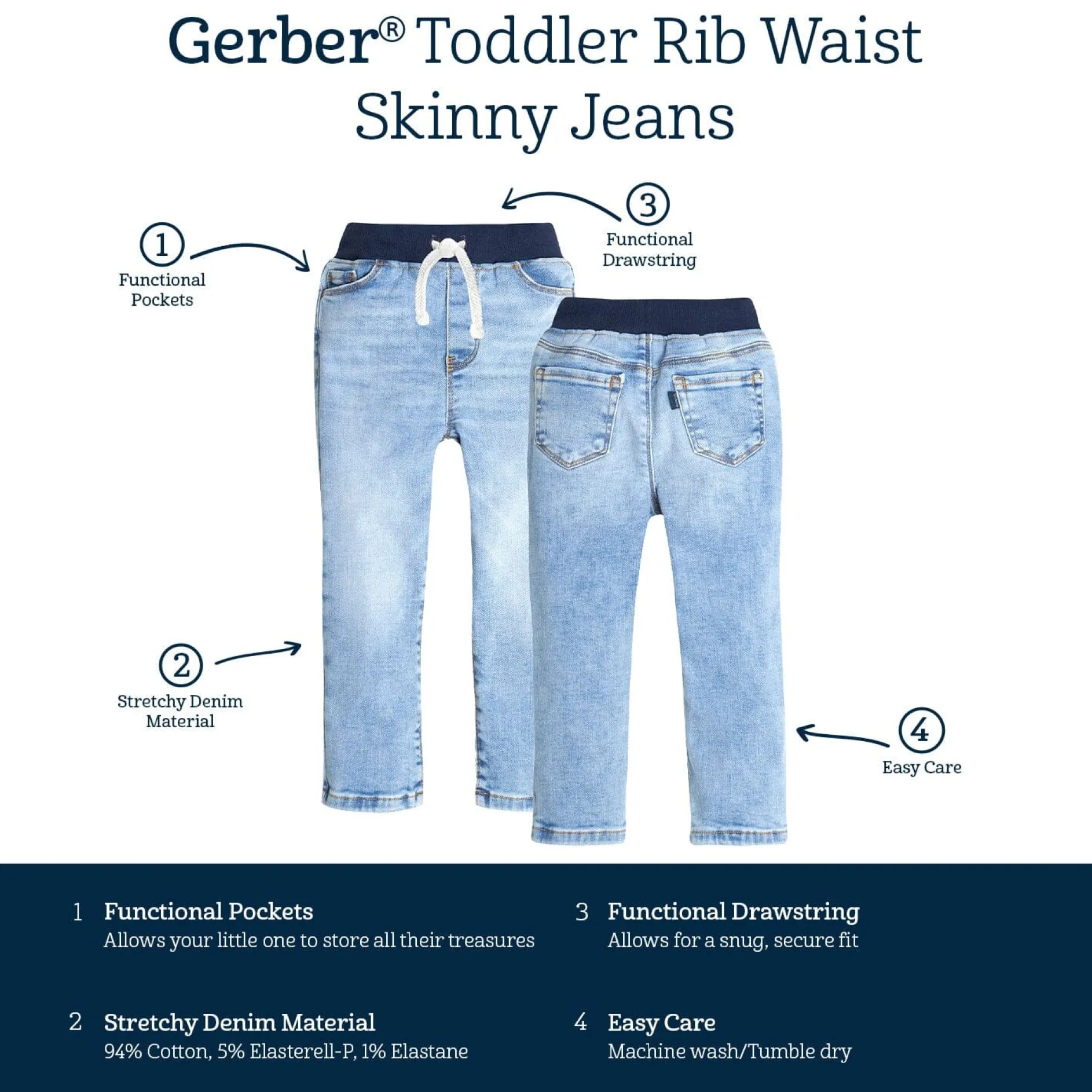 Toddler Neutral Light Blue Skinny Denim Jeans