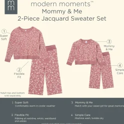 Womens Dark Rose Branches Sweater Knit Pants
