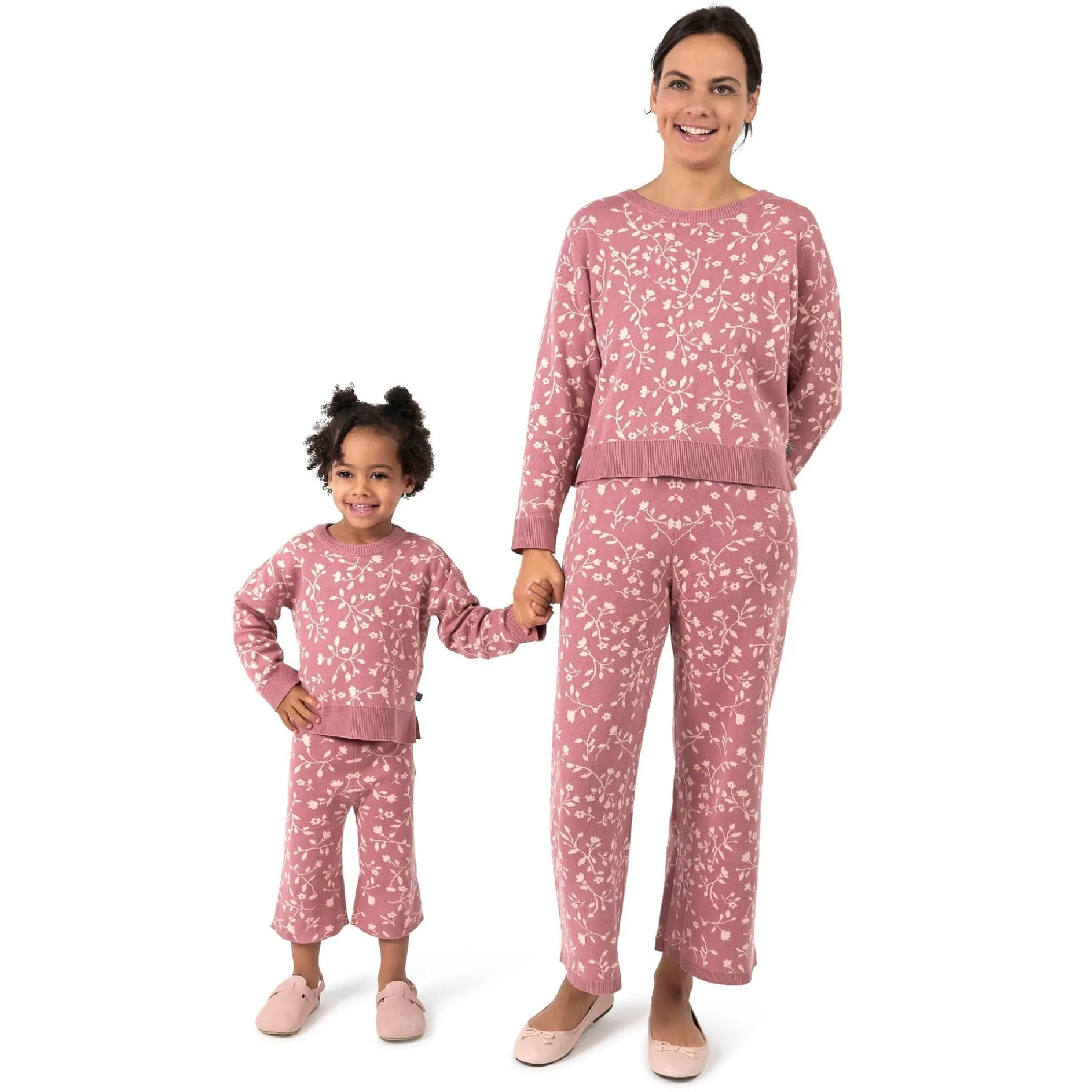 Womens Dark Rose Branches Sweater Knit Pants