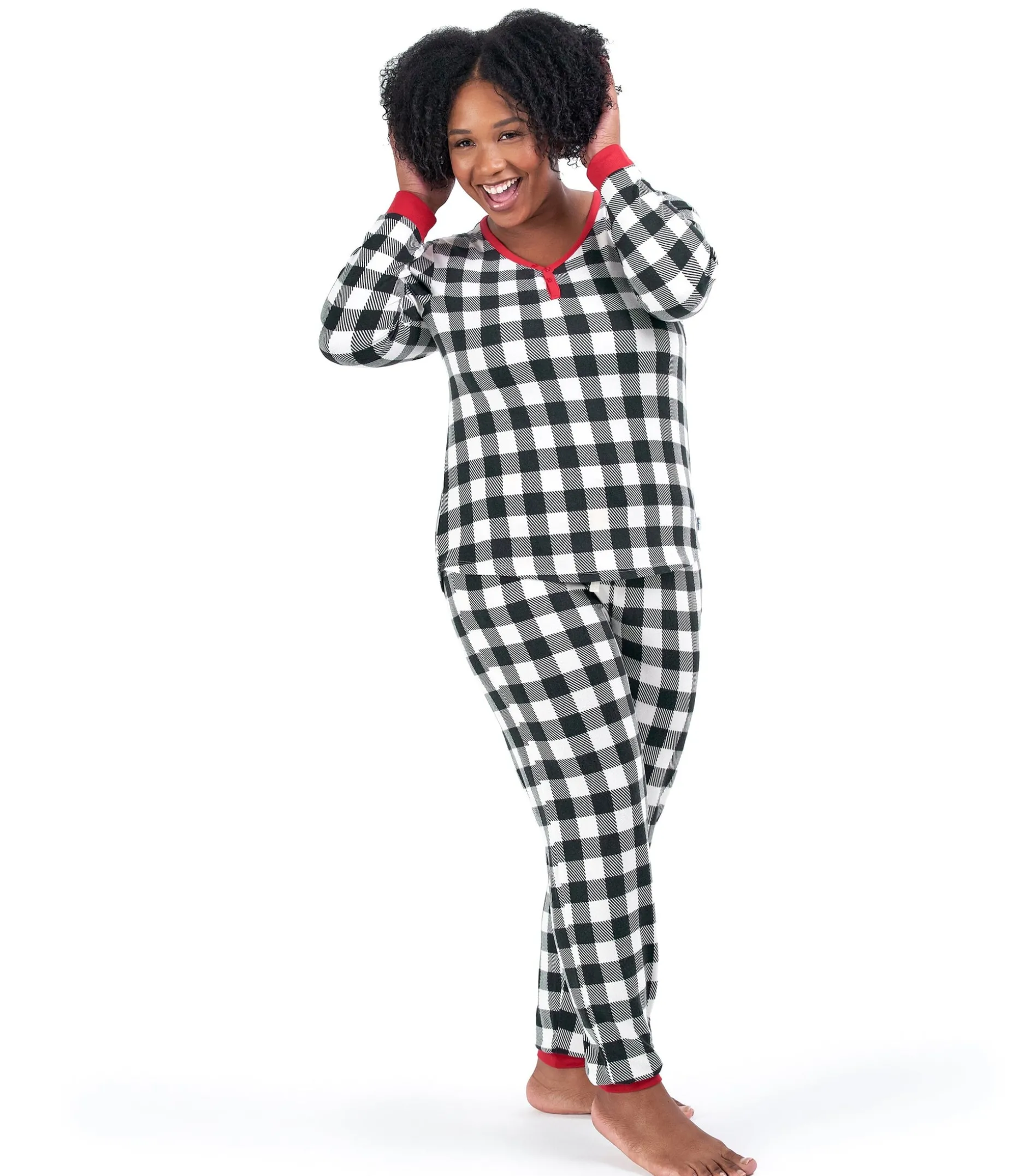 Women’s 2-Piece Hacci Buffalo Plaid Pajama Set