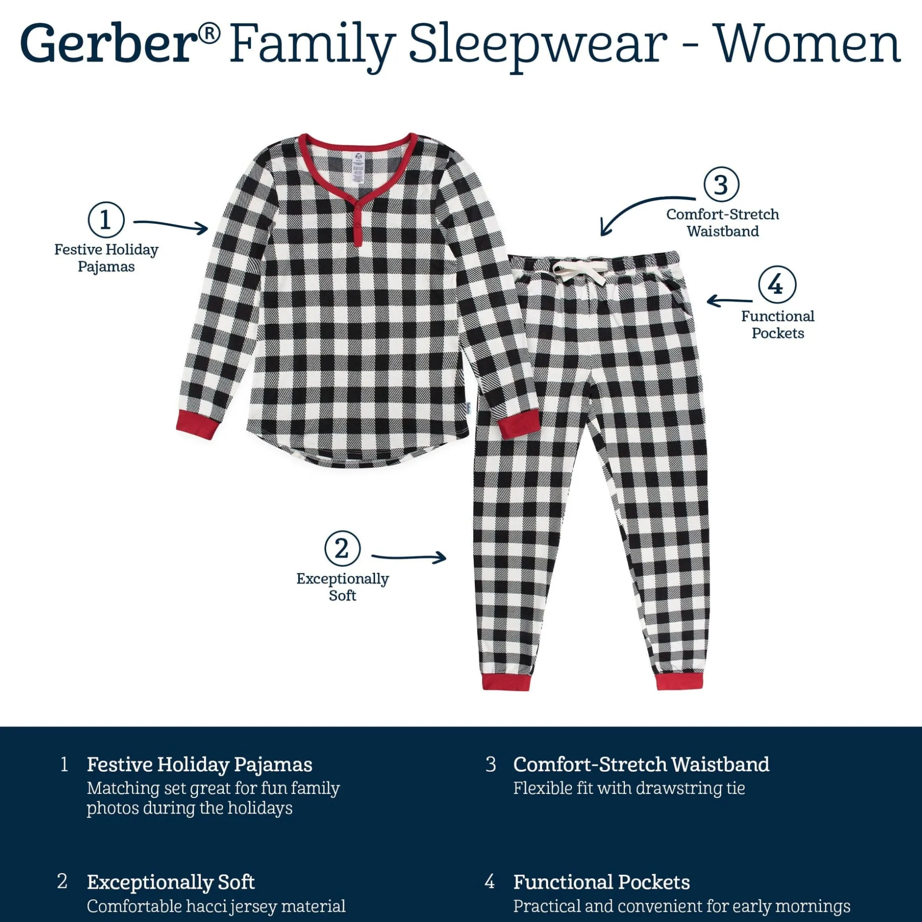 Women’s 2-Piece Hacci Buffalo Plaid Pajama Set