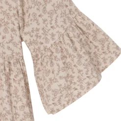 Womens Tan Floral Gauze Dress