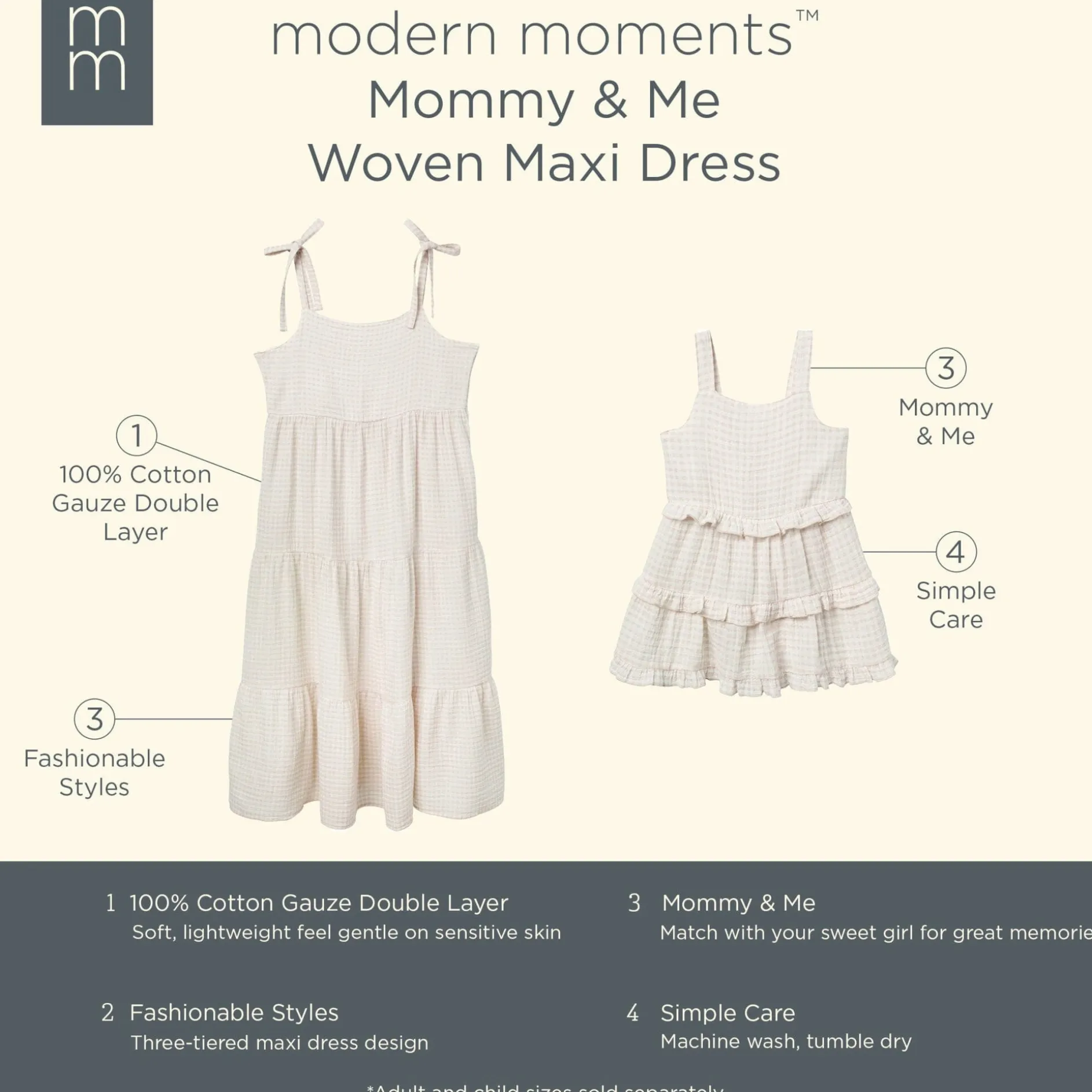 Womens Tan Gingham Gauze Dress