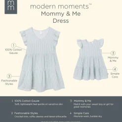 Womens Teal Stripe Gauze Dress