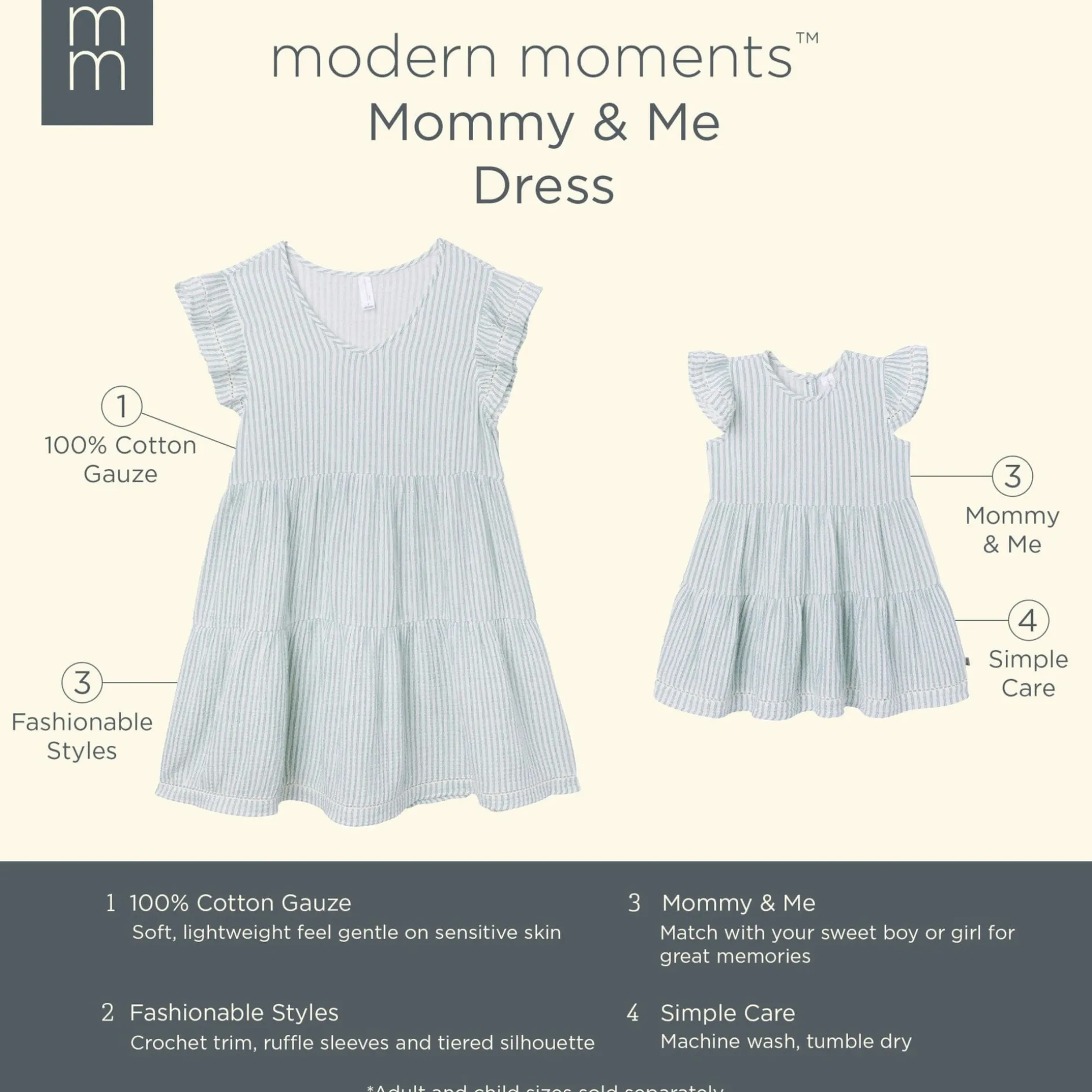 Womens Teal Stripe Gauze Dress
